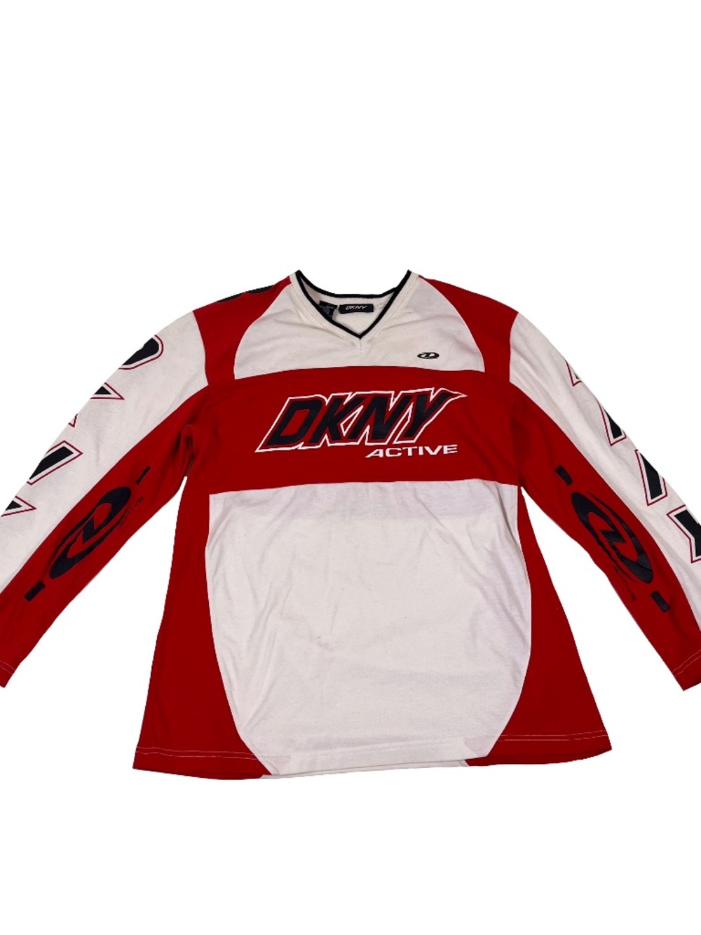 Vintage 90's DKNY Active Logo Graphic Motorcross Long Sleeve